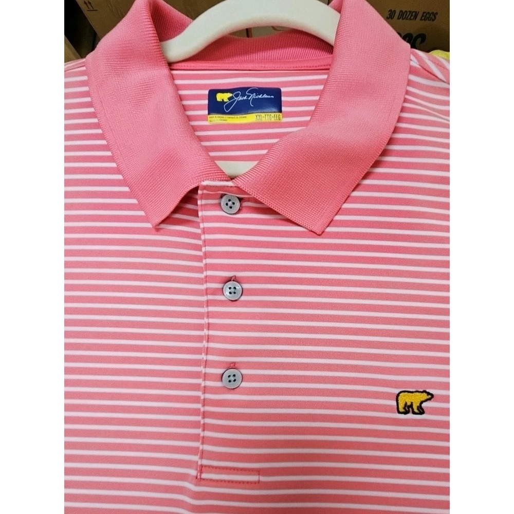 Jack Nicklaus Polo Shirt Mens XXl Tall  Pink White Striped